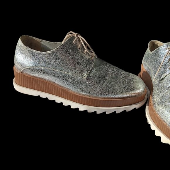 Treasure & Bond Metallic Silver Platform  Women’s 7 Oxford Shoes Chunky Sole - Picture 5 of 13
